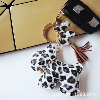 2020 Leopard din Piele PU Câine Ciucure Cheie Lanț pe Sac Breloc de Aur de Moda Farmec Masina Breloc Bijuterii Femei Geanta Accesorii Cadou
