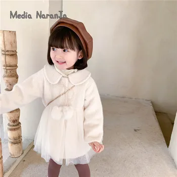 2020 Nou Toamna Iarna Stil coreean Fete de Moda pentru Copii Dihor Haină de Lână copil drăguț haine