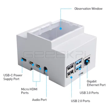 GeeekPi ABS Electrice Cutie de Caz de Plastic pentru Raspberry Pi, cu Ventilator de Racire Radiatoare Șurubelniță pentru Raspberry Pi 4B / 3B+ / 3B