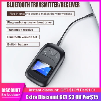 5.0 Bluetooth Transmisor Adaptorul Audio wireless Bluetooth Transmisor Adaptador pentru PC, TV, masina de 3,5 mm AUX muzica Transmisor Receptor