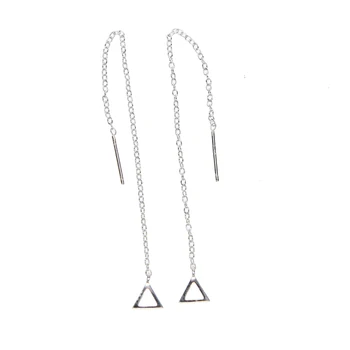 Argint 925 anti alergie negru cz triunghi star farmecul argint lanț delicat clasic femei fata lanț tassel earring