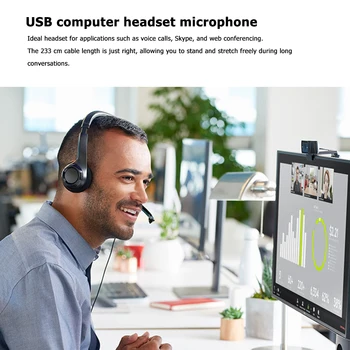 Logitech H390 Peste-ureche USB, Căști Stereo Hands-free Gaming Întâlnire de Video Chat Calculator de Birou cu Fir Căști cu Microfon