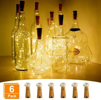LED Sticla de Vin Lumini 2M 20LEDs Plută Formă de Sârmă de Argint Colorate Mini Șir de Lumini pentru Interior Nuntă în aer liber Lumini de Crăciun
