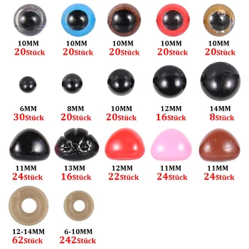 608 Pc-uri DIY Meșteșug Ochii Seturi 6-14mm Meserii din Plastic, de Siguranță pentru Teddy Bear Ochilor de Păpușă Nasul Papusa Artizanat DIY de a Face Accesorii