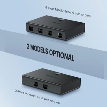 Ugreen KVM Switch de Partajare USB Comutator 4/2 Buc 1 Dispozitiv 4/2 Port KVM Selector pentru Tastatură Imprimantă Monitor USB Comutator