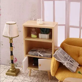 De lemn casă de Păpuși la Scară Miniaturală Bibliotecă Revista Pretinde Jucărie de Valabilitate a Juca Living Rack Accesorii Mobilier Casa Papusa U8F3