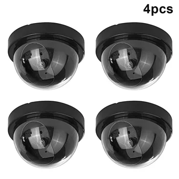 4 Buc Manechin de Securitate CCTV Dome cu Roșu Intermitent LED Lumina Decalcomanii Autocolant GDeals