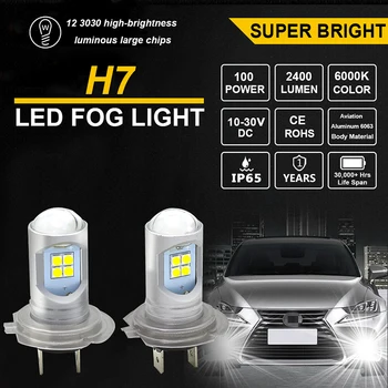 H7 LED-uri de Gheață Becuri Auto far de Ceata Lampa IP65 Alb 6000K Pentru Mercedes Benz W202 W220 W204 W203 W210 W124 W211 W222 W164