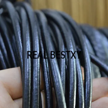 REAL XY 5m/lot 5*4.1 mm/negru Piele Rotund Șir Coarda Cablu pentru Brățară & Colier Bijuterii de Artizanat Face