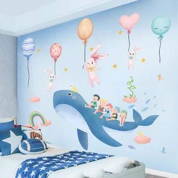 Baloane Iepuri Autocolante de Perete DIY Desene animate Balena Copii Decalcomanii de Perete pentru Camere de Copii Copilul Decorare Dormitor