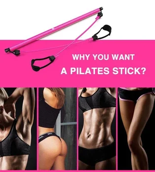 Portabil Yoga Trage Tije Multifunctional Sport Pilates Bar Stick cu Bandă de Rezistență pentru Fitness Acasa Corpului de Sport de Antrenament Exercițiu