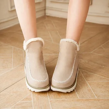 COOTELILI de Iarnă Ghete de Pluș Femei Pantofi Cald Apartamente Rotund Toe Platforma Alunecare Pe Pantofi de model Pentru Femeie Dimensiune 35-43