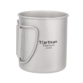 Tiartisan 300ml Titan Cupa în aer liber Camping Drinkware Ultraușoare care pleacă Mâner Pliabil Cana de Cafea