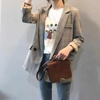 Brand Vintage Plaid Blazer Jacheta Haina De Moda Pentru Femei 2021 Primavara Toamna Liber Casual Doamnelor Designer De Haine Stil Coreean