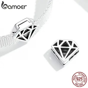 Bamoer 925 Sterling Silver formă de Diamant Clip Farmecele se potrivesc pentru Origianl de Argint Reflexie Bratara pentru Femei Bijuterii DIY SCX117