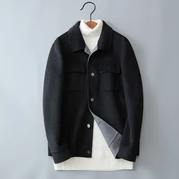 NOUL Brand mens Dublă cu Lână Coats de Iarnă pentru Bărbați haina groasa de Afaceri jachete Casual 2018 bărbați de Lână & Amestecuri Plus Dimensiune M-3XL
