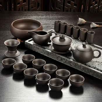 Yixing Nisip Violet Set De Ceai Negru/Rosu Ceramice Kung Fu Ceainic Manual Ceașcă De Ceai Gaiwan Strachină Ceremonia Ceaiului (Nu Include Masa De Piatra)