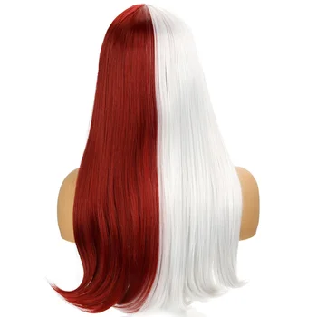 WEILAI păr lung și roșu și alb peruci rezistente la Căldură sintetice cosplay peruci pentru femei