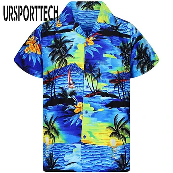 Cămașă Bărbați Summer Casual Slim Fit Maneca Scurta Camasa Hawaii Iute Uscat Tipărite De Plajă, Tricouri De Sex Masculin De Sus Bluza Camasa Hawaiiana De Oameni 2020