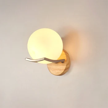 Japoneze Lemn Lampă de Perete Aplicatiile Murale Interieur de Interior, Corpuri de iluminat din Sticlă Nordic Tranșee Led Lumini de Perete din Lemn E27
