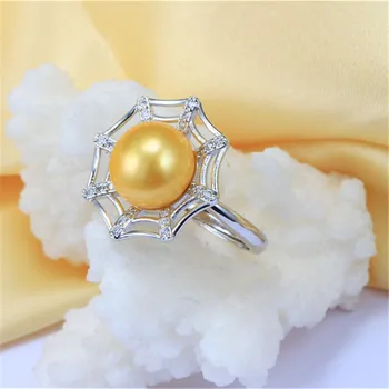 Dainashi de Înaltă Calitate, de apă Dulce Pearl Inel de Partid Cadou Argint 925 Spider Web Cristal Zircon Inel Reglabil pentru Femei
