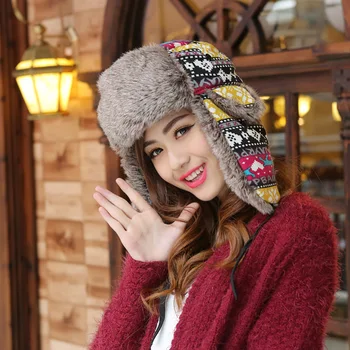 Ushanka Rusă Pălării Cu Earflap Femei Pline De Culoare Bombardier Pălării Doamnelor Vânt Zăpadă Mai Gros De Iarna Cald Capace De Blană 2021
