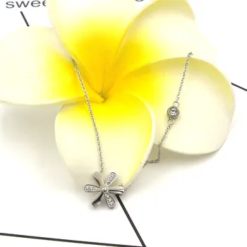 Martick Populare de Aur-culoare Dulce Mic Daisy Pandantiv Cu Stralucitoare CZ Colier de Link-ul Lanț Moda Bijuterii Pentru Femei P38
