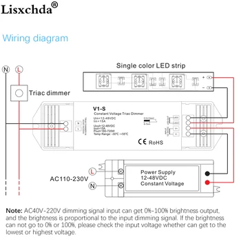 Dimmer cu Triac intrare DC12-48V ca puterea de intrare,de intrare AC40V-220V ca de atenuare semnal pentru S1-B S1-K KS S1-T AC Triac RF Dimmer banda LED