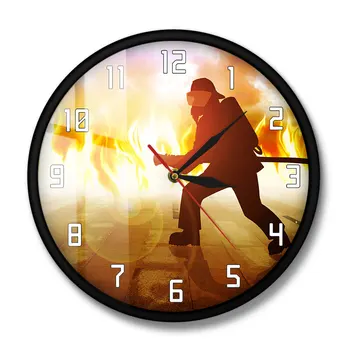 Pompierilor Pentru Stingerea Unui Incendiu Ceas Personalizat Cheamă Datoria Pompieri În Flăcări Textul Personalizat, Modern Ceas De Perete Fire Dept Decor De Birou
