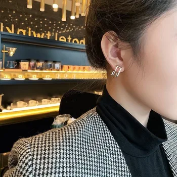 Cercei pentru Femei Dublu Strat Geometrie Pătrat de Moda coreea Style Cercei Bijuterii en-Gros