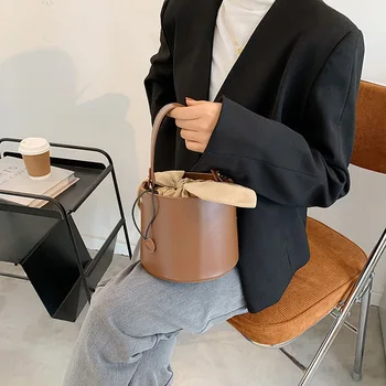 Moda găleată mic sac doamnelor geanta de umar casual geanta messenger mini mic geantă de mână de culoare solidă sac de mici telefonul mobil geanta