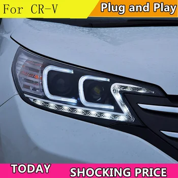 Styling auto Pentru Honda CRV CR-V, cu Faruri cu Led-uri 2012-Lampă de Cap Dublu C Angel eye cu led DRL fata de lumina Bi-Xenon Obiectiv