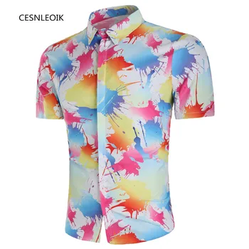 Vara Noi Barbati Maneca Scurta Tricou Casual Moda Cămașă Hawaiană cămașa cu flori de sex masculin în Plus Marimea S-XXL