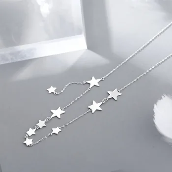OBEAR Placat cu Argint Romantic Multi Stele Colier Delicat de Culoare Argintie Scurt Clavicula Lanț Colier Pentru Femei Accesorii de Nunta
