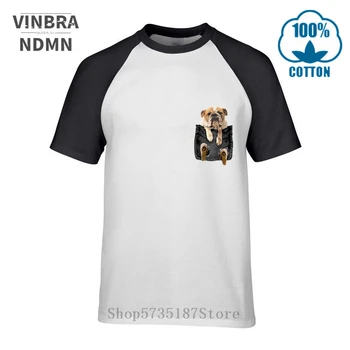 Bulldog englez În Buzunar tricou barbati Moda grafic de imprimare T-shirt Taur iubitor de câine cel mai frumos cadou tricou animal ziua tricou