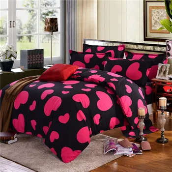 Dragoste roz Inima Carpetă Acopere Set de lenjerie de Pat Single Regina King 3PCS