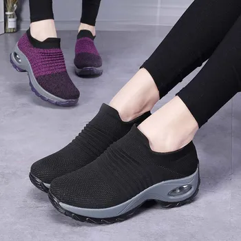 Femei Pantofi Casual Femei Vulcanizat Pantofi Șosete Adidași 2021 Femei Tricotate Plat Pantofi Adidași Doamnelor Alunecare Pe Femei Mocasini