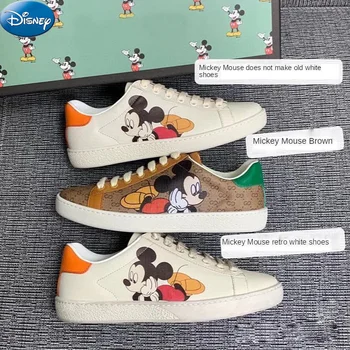 Disney Mickey pantofi din piele pantofi albi Mickey Mouse plat Chineză tradițională pantofi casual pantofi pentru iubitorii de bord pantofi