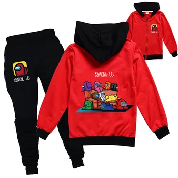 Copiii cu Fermoar Topuri Haina Pantaloni 2 Două Piese Seturi pentru Băieți Joc Printre Noi Hanorace Sportsuits Fete Uza Copii Casual Streetwear