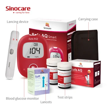 Dispozitive medicale (mg/dL mmol/L) Sinocare în condiții de Siguranță AQ Glucometru si 100 de Benzi de Testare 100 Lancets Metru de Glucoza din Sange Diabetul Tester