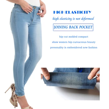 Plus Dimensiune Skinny Stretch Blugi Pentru Femei Talie Mare Vara Subțire De Blugi Slim Fit Albastru Blugi Femei Casual Strans Pantaloni Denim