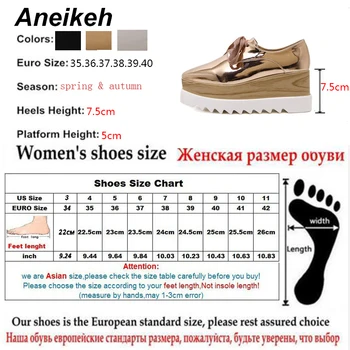 Aneikeh European 2020 Faimosul Brand De Pantofi Brogue Femeie De Primavara Din Piele De Brevet Oxford Platforma Pantofi Dantela-Up Liane Bullock Apartamente