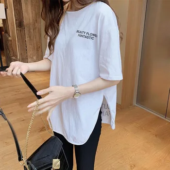 Doamna Tee Cămașă Cu Mâneci Scurte De Vară Jumătate Sleeve T-Shirt De Imprimare Scrisoare Gât Rotund Moda Casual Bluza