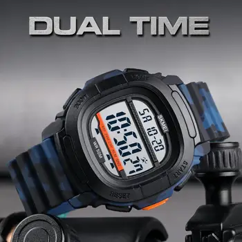 SKMEI Dual Time Ceasuri Sport Pentru Barbati Chrono Numărătoarea inversă Digital Bărbați Încheietura Ceas din Piele PU LED Backlight Oră montre homme 1657