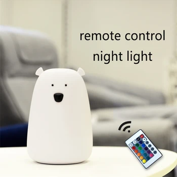 Control de la distanță Silicon LED Noapte Lumină Lampă de Noptieră Urs Culoare Lumină Copii Drăguț Lampa de Noapte Dormitor Copil Lumina Cadou Jucărie