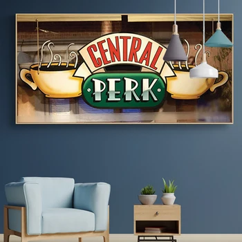 Central Perk Cafe Panza Pictura Prieteni Show TV Postere si Printuri Scandinave Arta de Perete pentru Camera de zi Decor Acasă Cuadros
