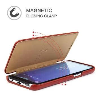 Autentic Leanther Clapa Caz Acoperire pentru Samsung Galaxy S8 S8 Plus Built-in Magnet Real din Piele de Caz pentru SM-G950F SM-G955F S8+
