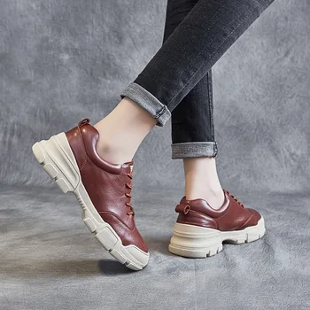 Promovarea 2020 Nou Dantelă-up de Primavara Toamna Pantofi Piele naturala Incaltaminte Femei Adidas Talpă Moale Confortabil Pantofi Casual
