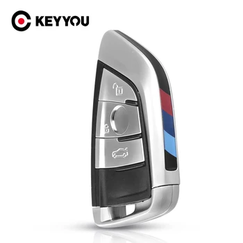 KEYYOU 3 Butoane de Înlocuire Cheie Auto Shell Caz Pentru BMW 1 2 Seria 7, X1 X5 X6 X5M X6M F Clasa Cheie Introduce Lama Fob Acoperi