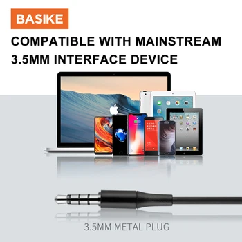 BASIKE Universal Stereo Bass Căști Căști de 3.5 mm cu Microfon cu Fir Sport de Control Cască Jocuri Pentru Samsung, Xiaomi, OPPO